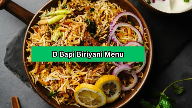 D Bapi Biriyani Menu