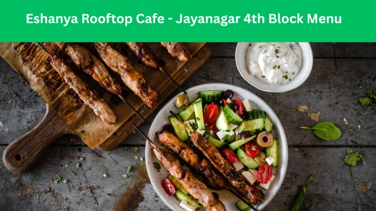 eshanya rooftop cafe - jayanagar 4th block menu