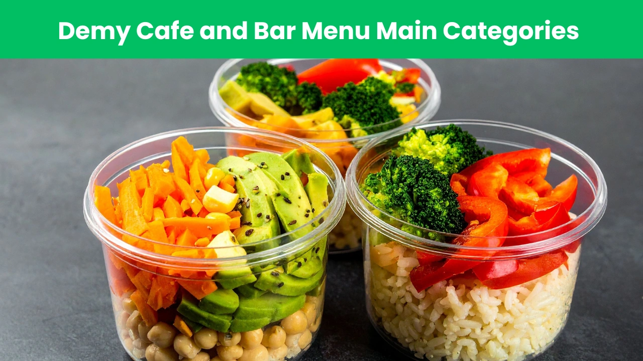 Demy Cafe and Bar Menu Main Categories