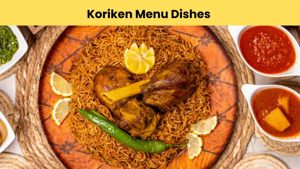 Koriken Menu Dishes