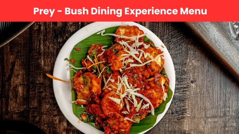 Prey - Bush Dining Experience Menu